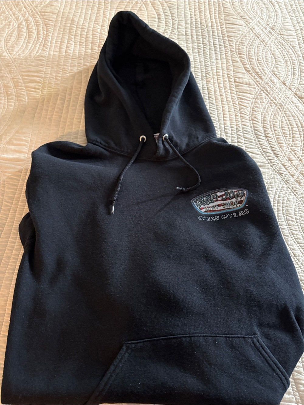 Ron Jon Black Hooded Sweatshirt with Small Chest Logo